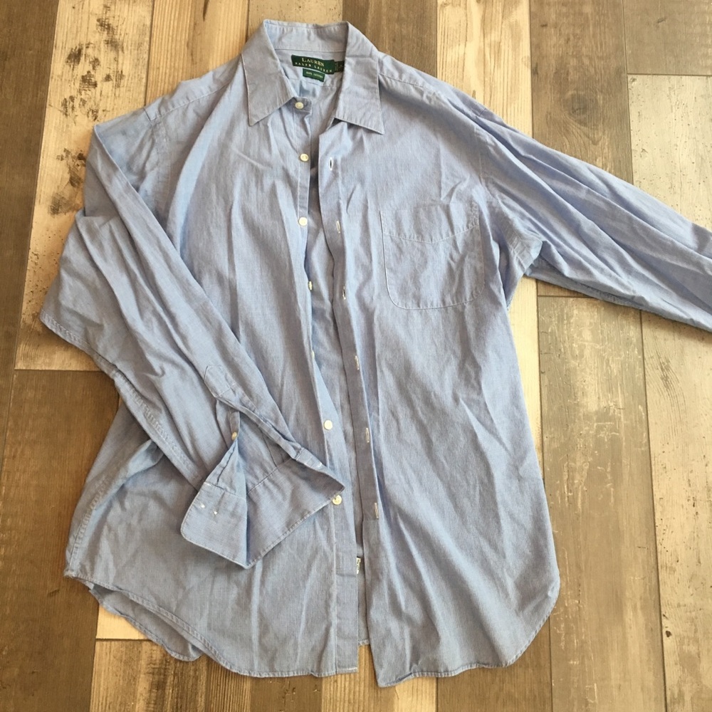 Blue Patterned Button Down Shirt